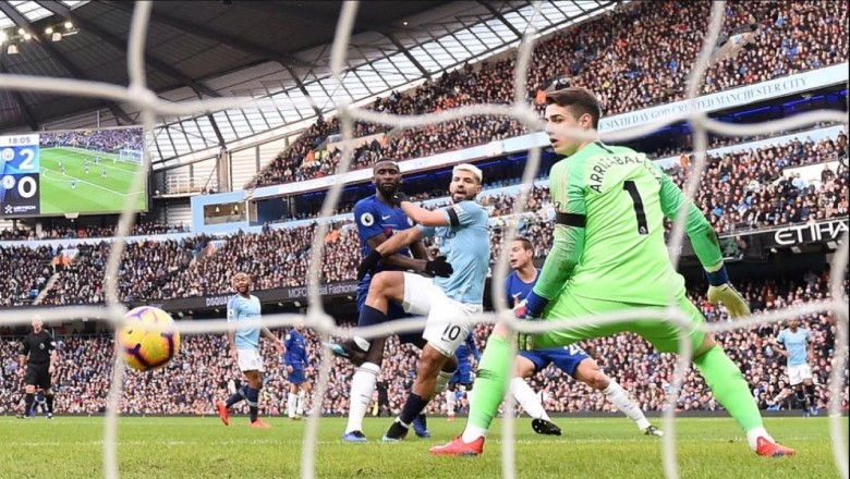 Sergio Ag&uuml;ero scored a hat-trick in Man City&rsquo;s 6-0 win over Chelsea in 2019