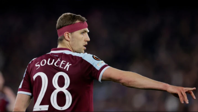 Soucek utilized his aerial dominance to anchor the West Ham midfield in the 28 shirt