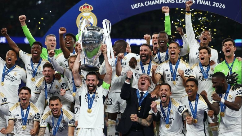 Real Madrid&rsquo;s legendary captain hoisting the Champions League trophy for a record extending 15th time