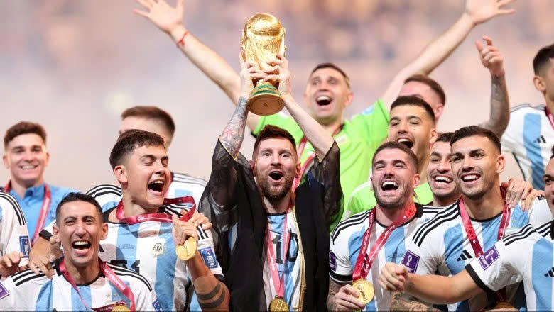 Lifting the golden trophy in Qatar after breaking the all-time record for World Cup appearances